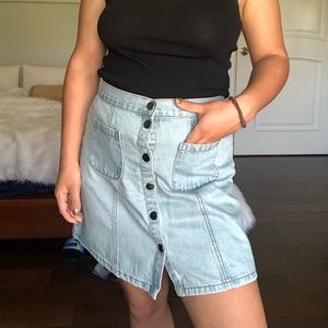 Denim button-up skirt